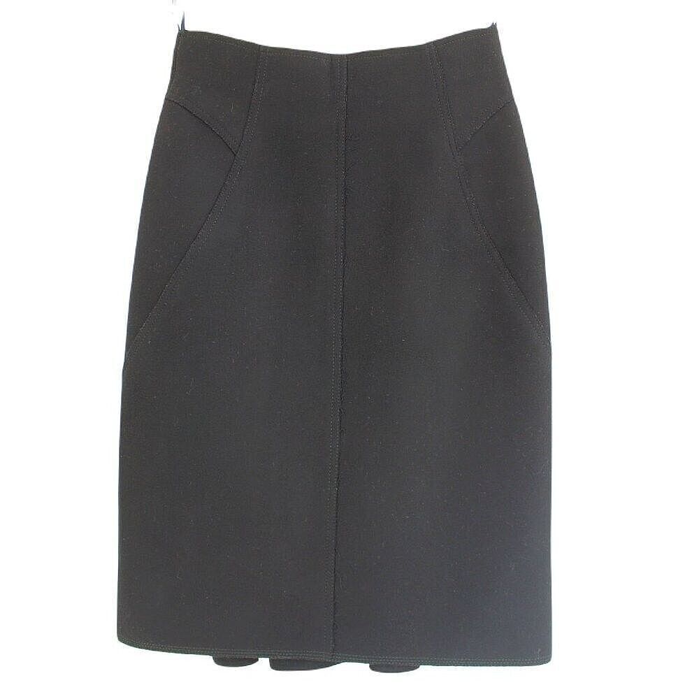 6267 Black Pencil Skirt High Waist Knee Length 100% Virgin Wool Wiggle Midi 40/4